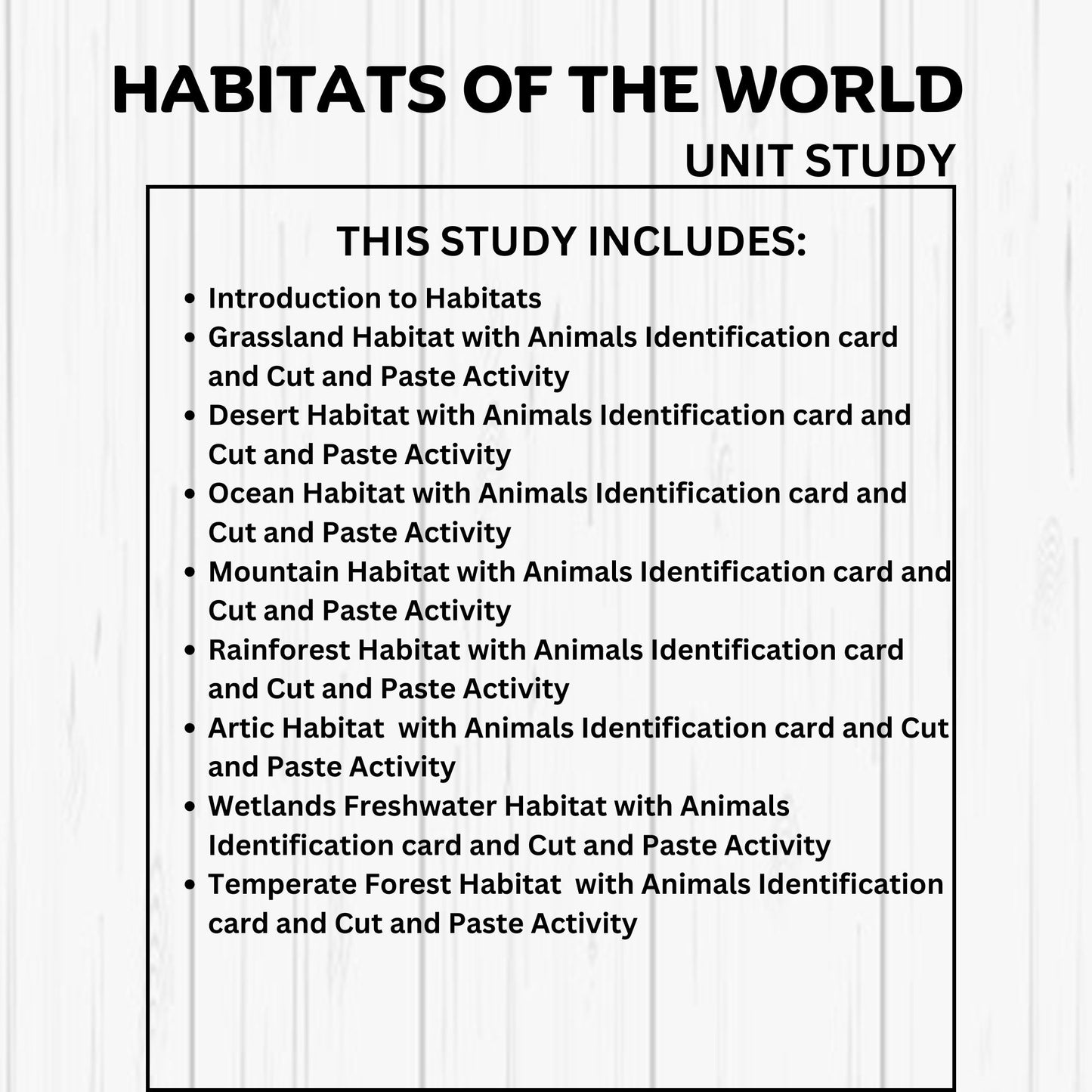 Habitats Unit Study Printable Resources Homeschool Learning Bundle Nature Studies Preschool Curriculum Educational Activities Science Unit