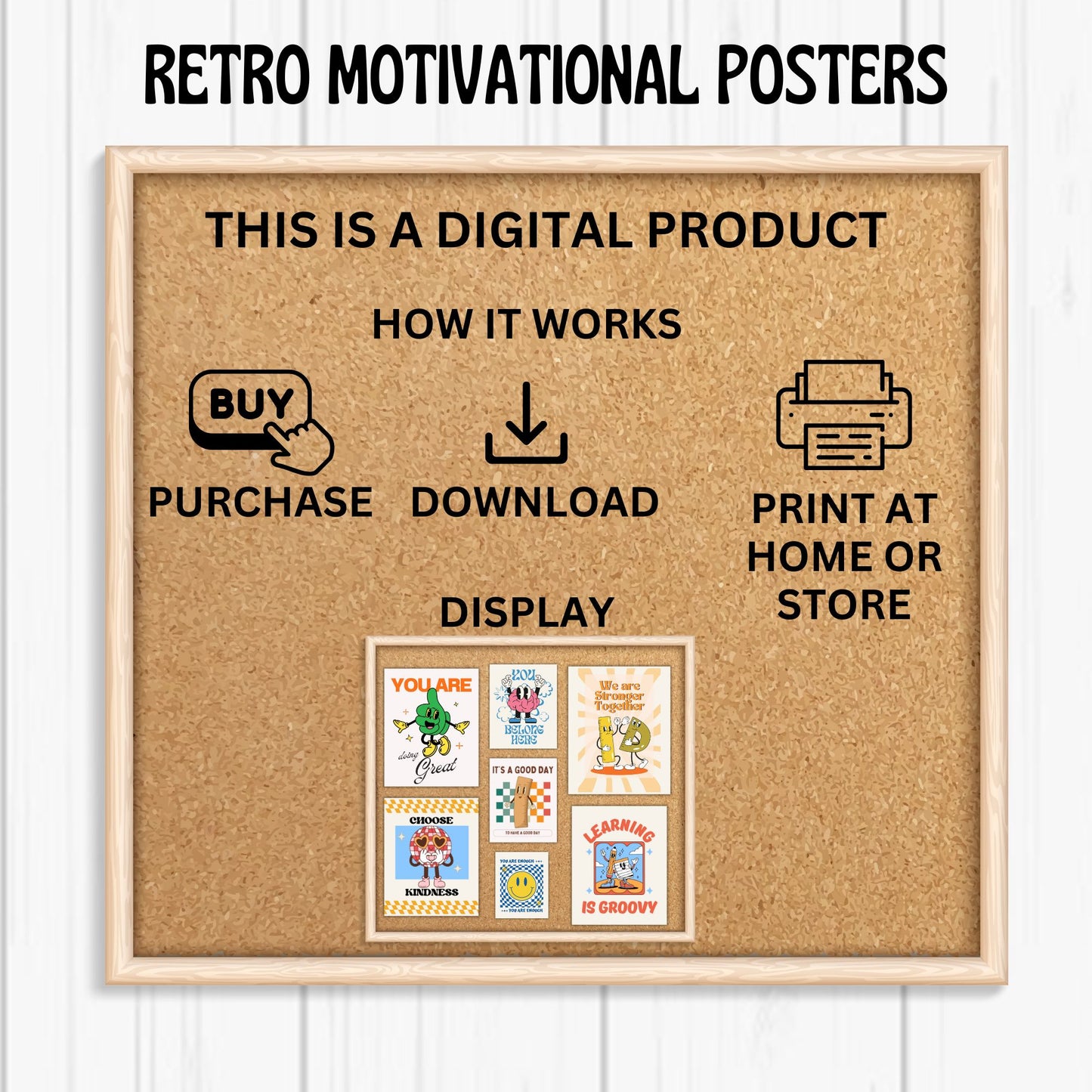 Retro Motivational Posters Groovy Classroom Decor Growth Mindset Motivational Posters Inspirational Posters Retro Affirmation Wall Art