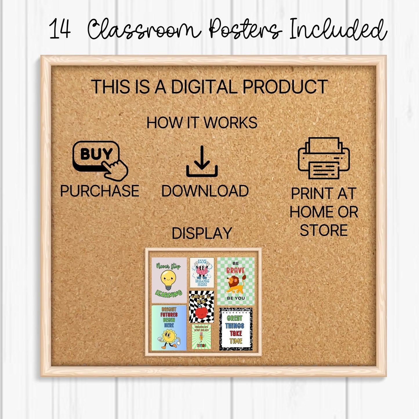 14 Motivational Classroom Posters – Positive Quotes & Growth Mindset Wall Decor for Kids