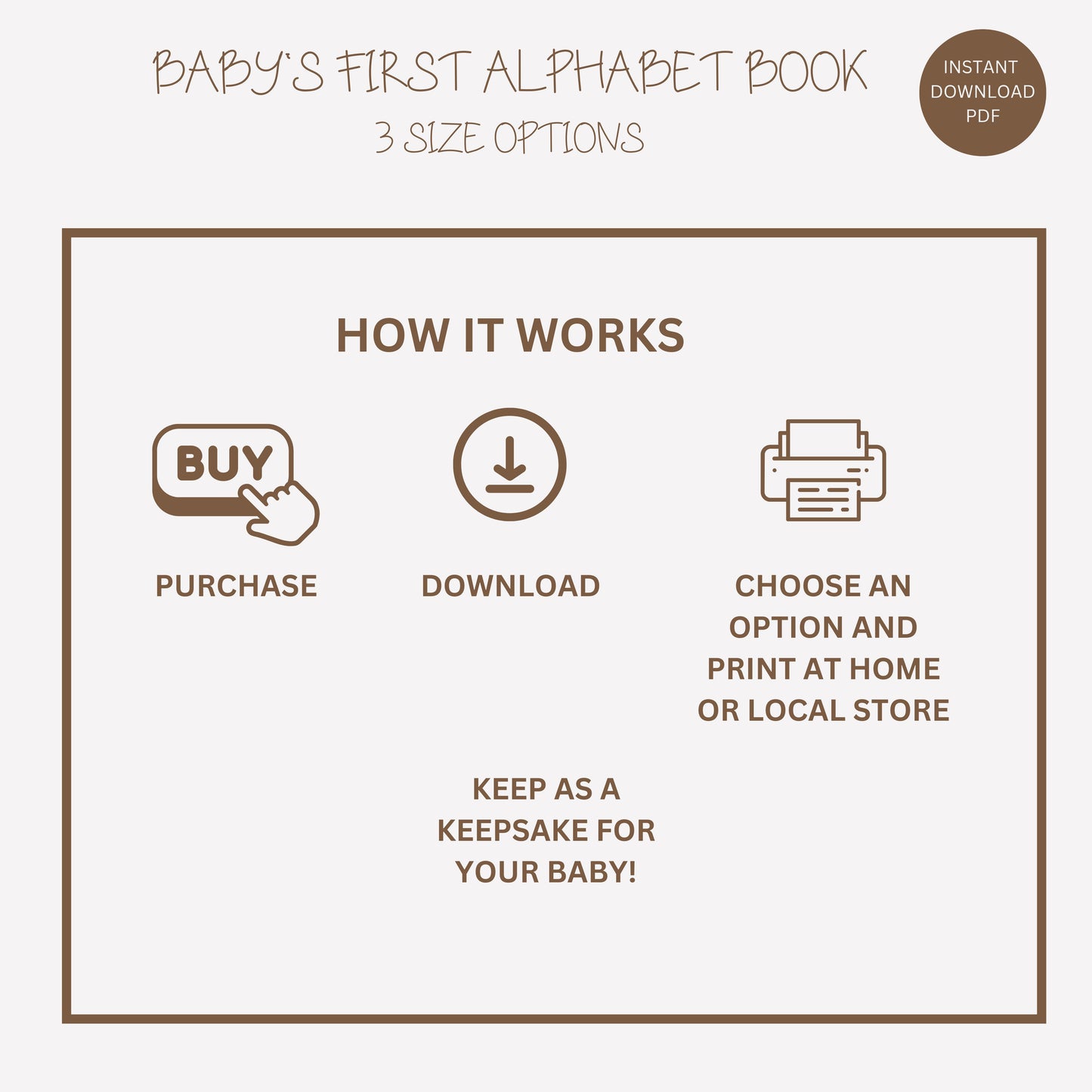 Baby's First ABC Book Baby Shower Alphabet Book Baby Shower Coloring Pages Baby Shower Coloring Book 3 Sizes Included + Cover Instant Download