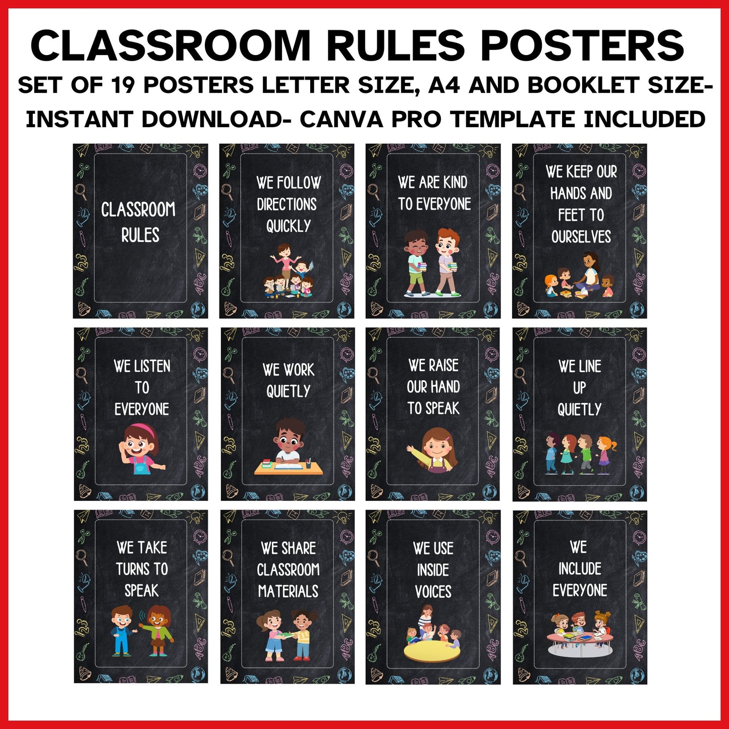 Classroom Rules Posters | 18 We Statements | Positive Behavior Expectations & Classroom Management Decor