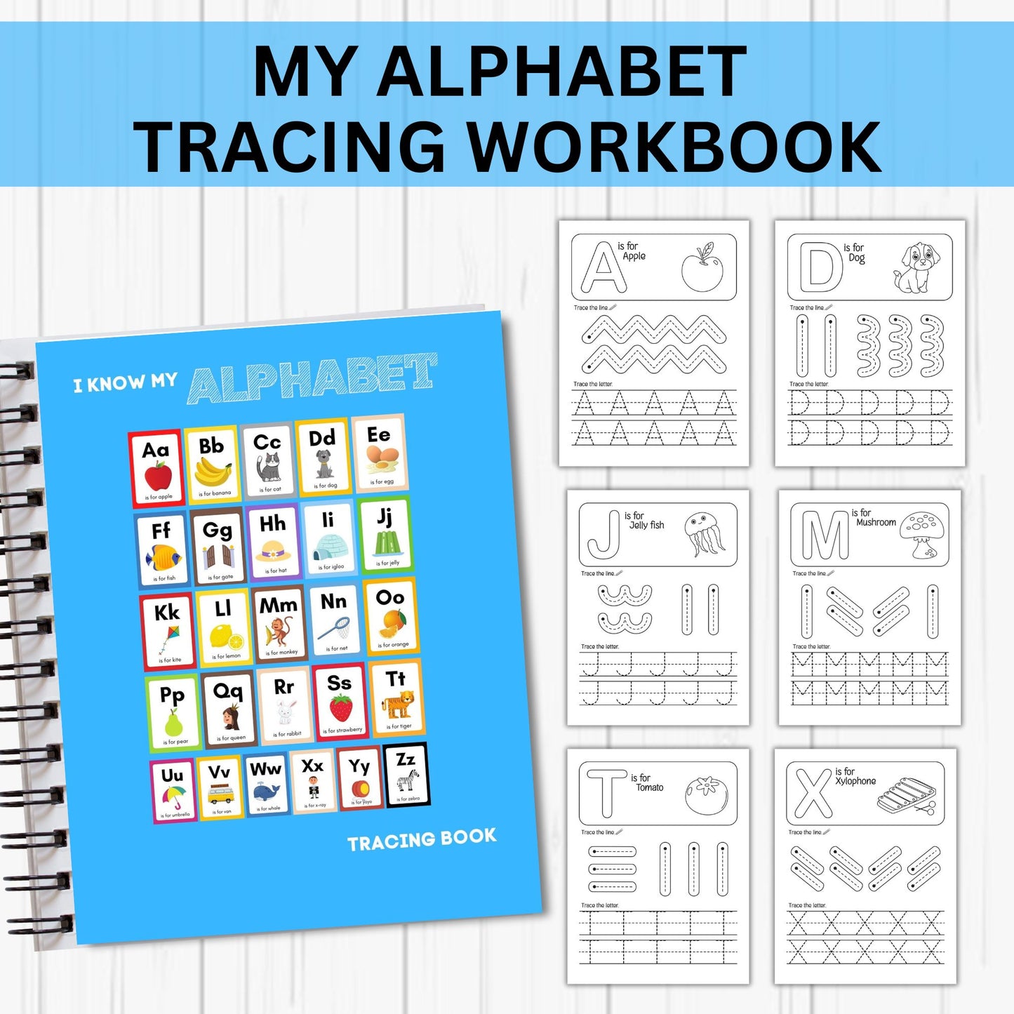 Alphabet Tracing & Coloring Book: Printable Preschool Worksheets & Learning Folder for Early Education