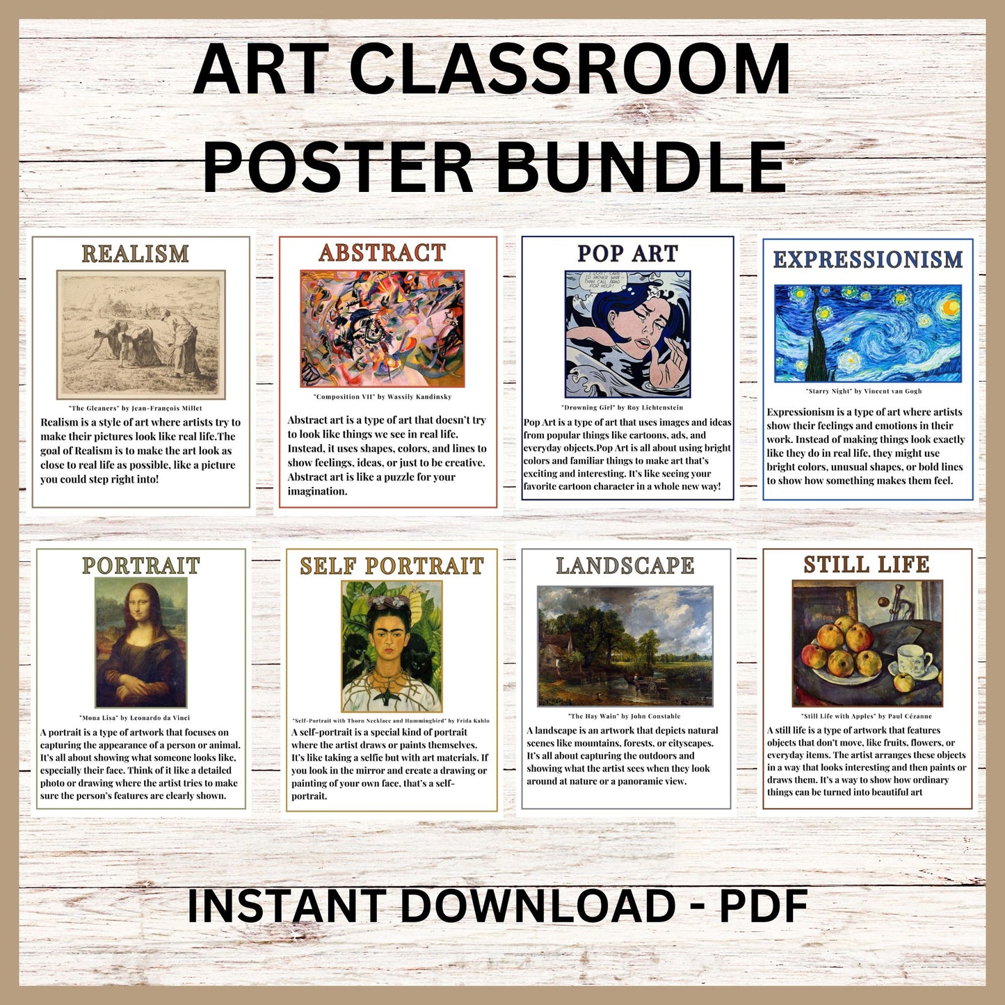 Art Classroom Poster Printable Classroom Decor Classroom Poster Bundle Art Teacher Bulletin Board Set for Elementary Middle School Art