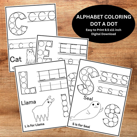 Kids Dot Marker Animal Coloring Pages Alphabet Dot Marker Printables Alphabet Uppercase and Lowercase Toddlers Preschoolers Tracing Activity