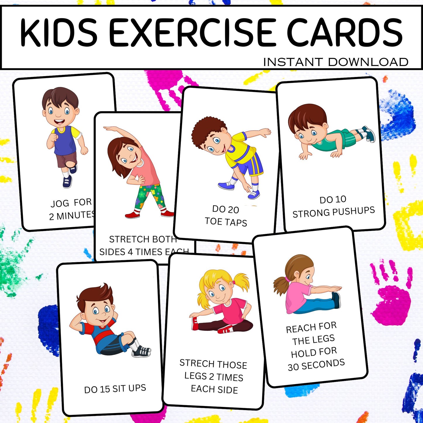 Movement Break Cards for Kids | Printable Exercise Cards | Brain Breaks & Fitness Activities | Homeschool PE