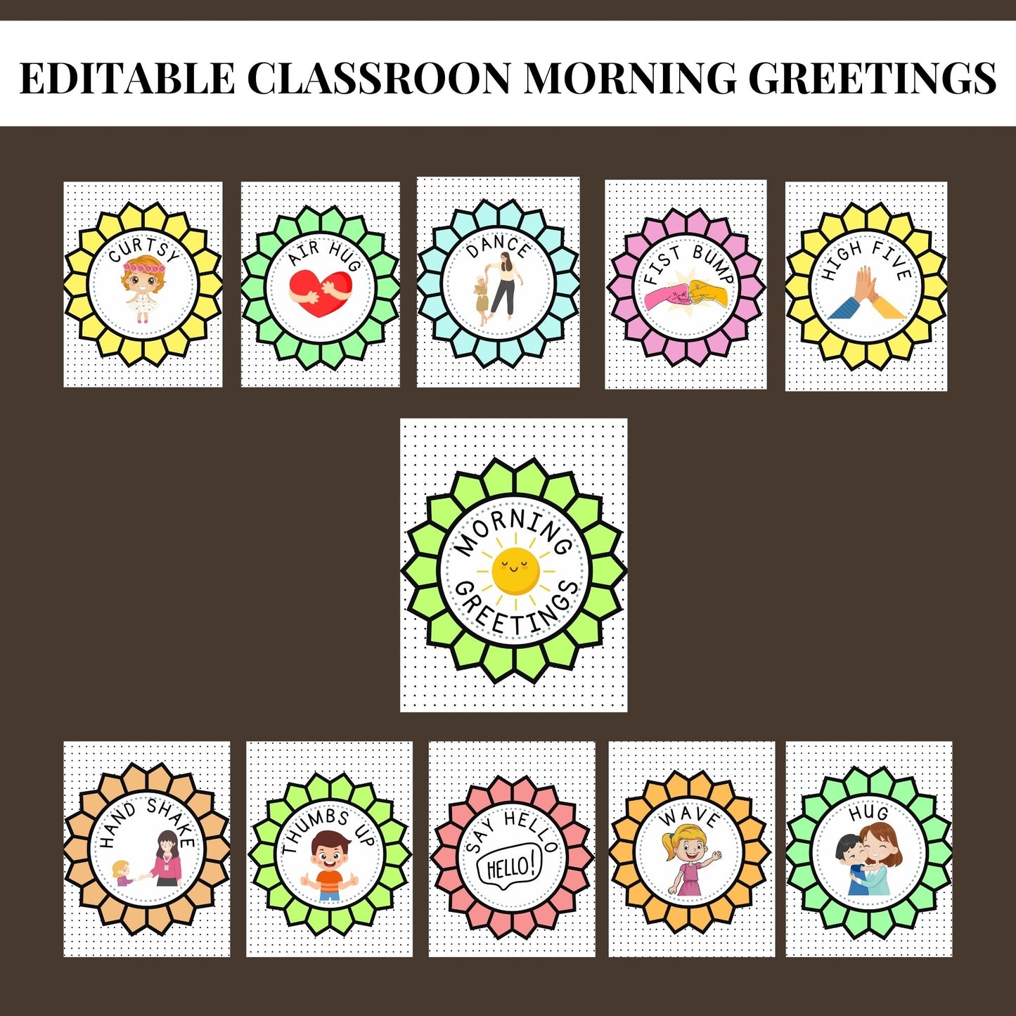Classroom Morning Greeting Display Bundle | Printable Morning Greeting Choices for Students | Elementary Classroom Decor