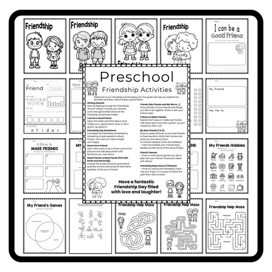 Friendship Skills Workbook & Social Skills Activities Bundle | Preschool, Kindergarten, Homeschool | Friendship Day Coloring & Writing Pages