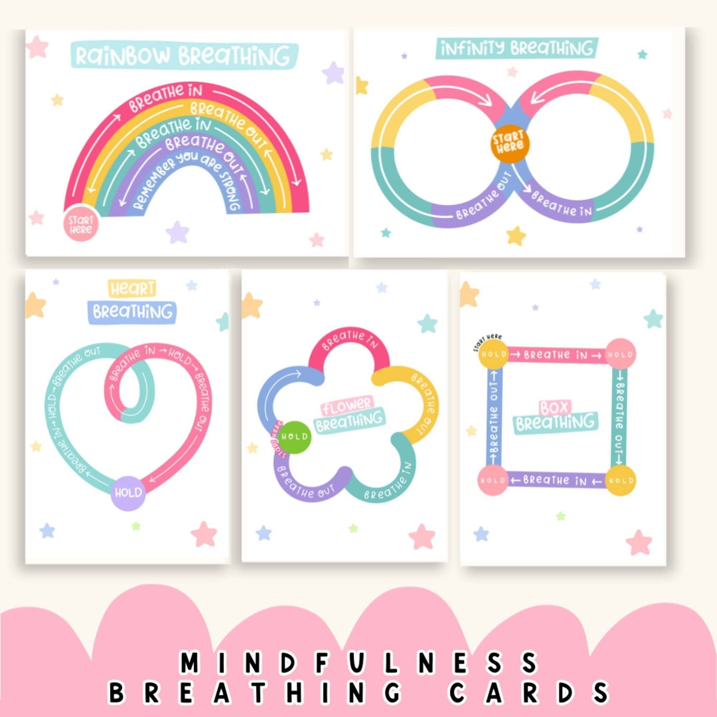 On-the-Go Breathing Cards for Kids | Mindfulness & Coping Skills | Anxiety Relief Techniques | Portable CBT Therapy | Digital Download