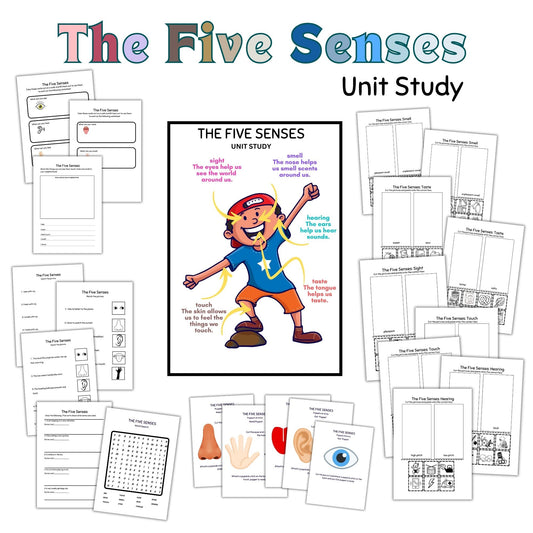 Five Senses Science Unit Study for Preschool – Interactive Homeschool Unit Study Binder and Learning Resources for Kids