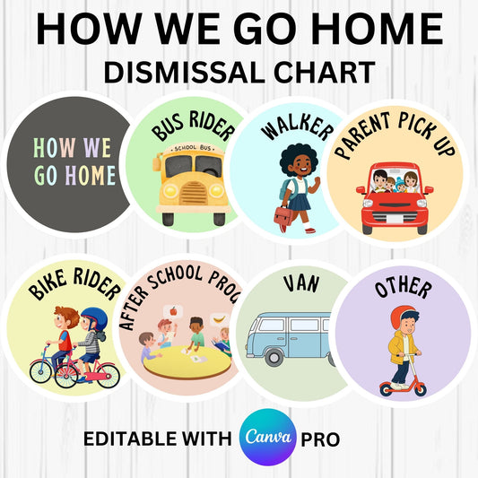 How We Go Home Chart for Kindergarten & Elementary | Editable Dismissal Chart | Retro Pastel Classroom Decor