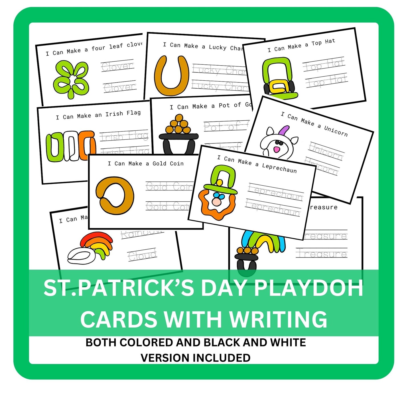 St. Patrick's Day Playdough Mats – Printable Preschool Activities for Kids, Montessori Toddler Learning, Fine Motor Skills Development