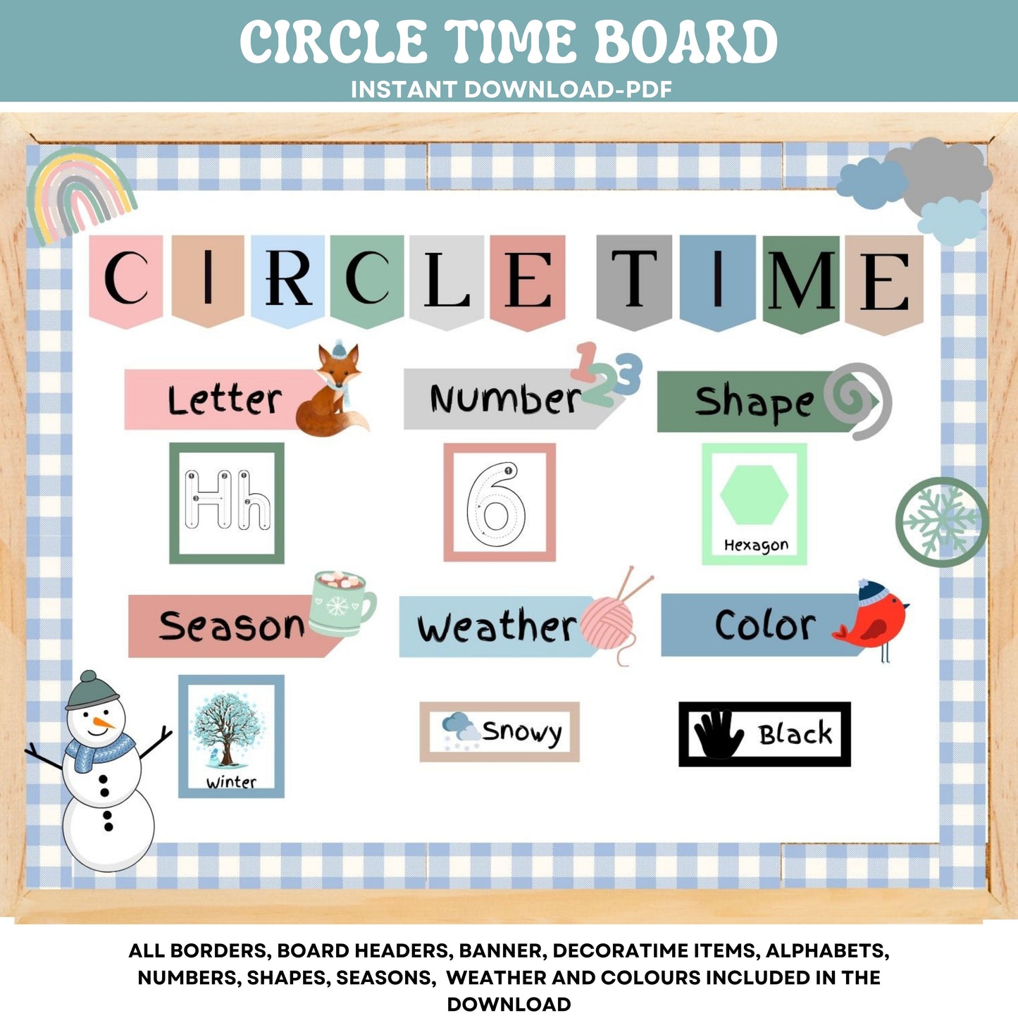 Circle Time Board Daycare Learning Preschool Homeschool Focus Board Circle Time Activities Early Learning | ABC's 123's Shapes