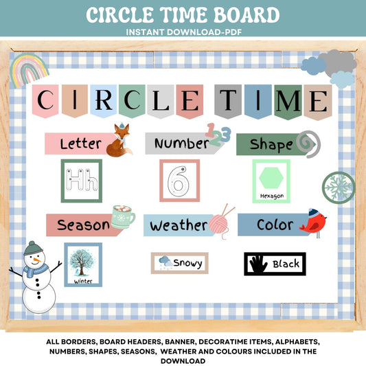 Circle Time Board Daycare Learning Preschool Homeschool Focus Board Circle Time Activities Early Learning | ABC's 123's Shapes