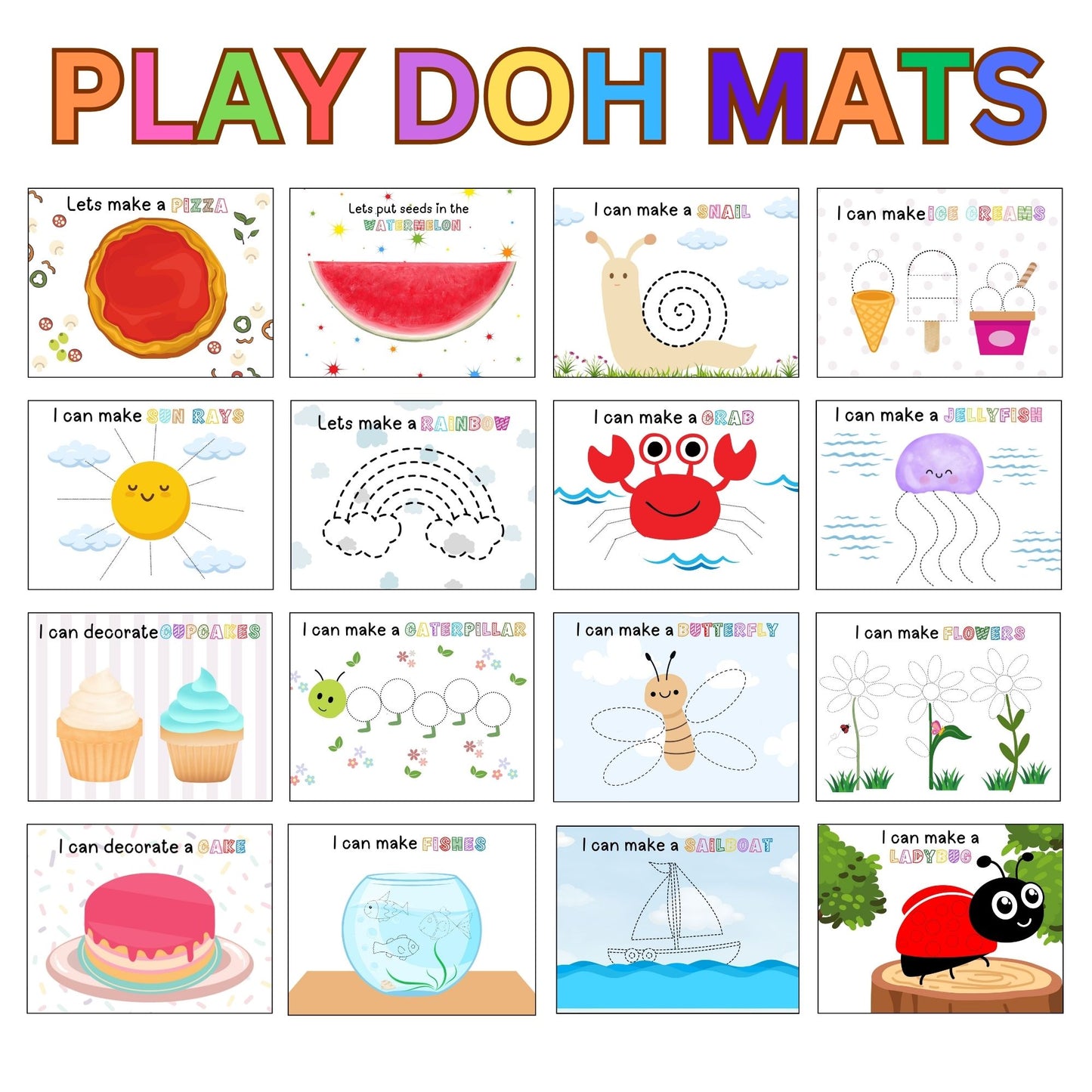 Play Dough Mats - Digital Download Play Doh Activity Montessori Learning Toddler Preschool Activity Homeschool Learning Play-Doh