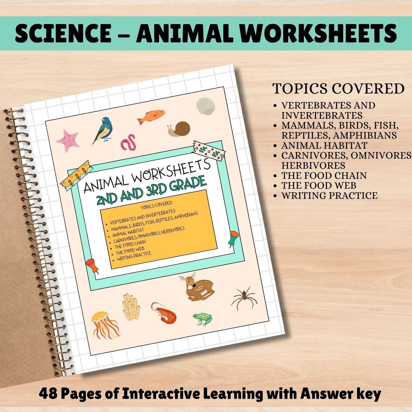 Science Curriculum for Kids | Animals Busy Book | Homeschool Learning Binder | Interactive Science Unit for Grade 1 & 2 | Homeschool Resources