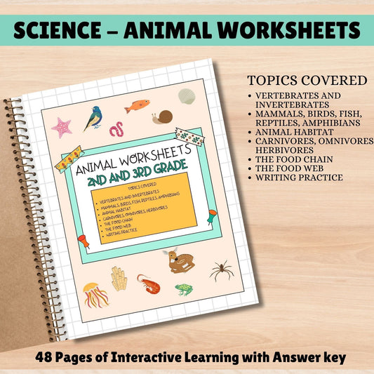 Science Curriculum for Kids | Animals Busy Book | Homeschool Learning Binder | Interactive Science Unit for Grade 1 & 2 | Homeschool Resources