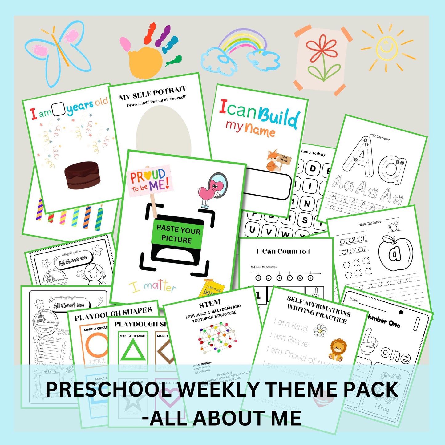 All About Me Preschool Curriculum | Weekly Lesson Plan for Early Learning | Daycare Learning | Homeschool Preschool Worksheets