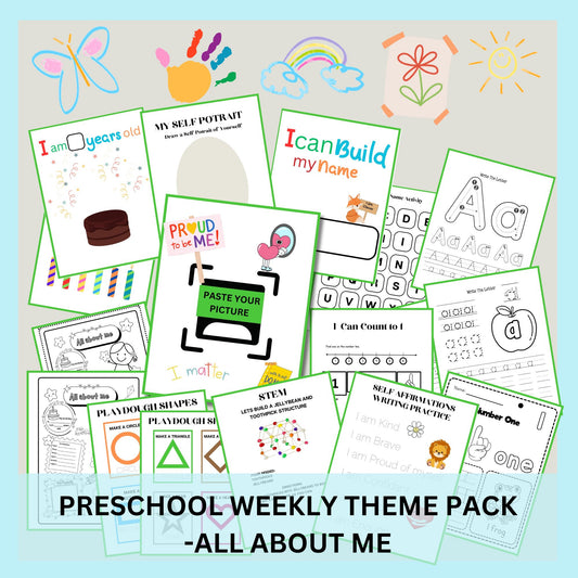 All About Me Preschool Curriculum | Weekly Lesson Plan for Early Learning | Daycare Learning | Homeschool Preschool Worksheets