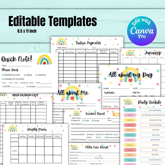 Daycare Forms Bundle | Editable Childcare, Preschool, Montessori & In-Home Daycare Paperwork Starter Kit