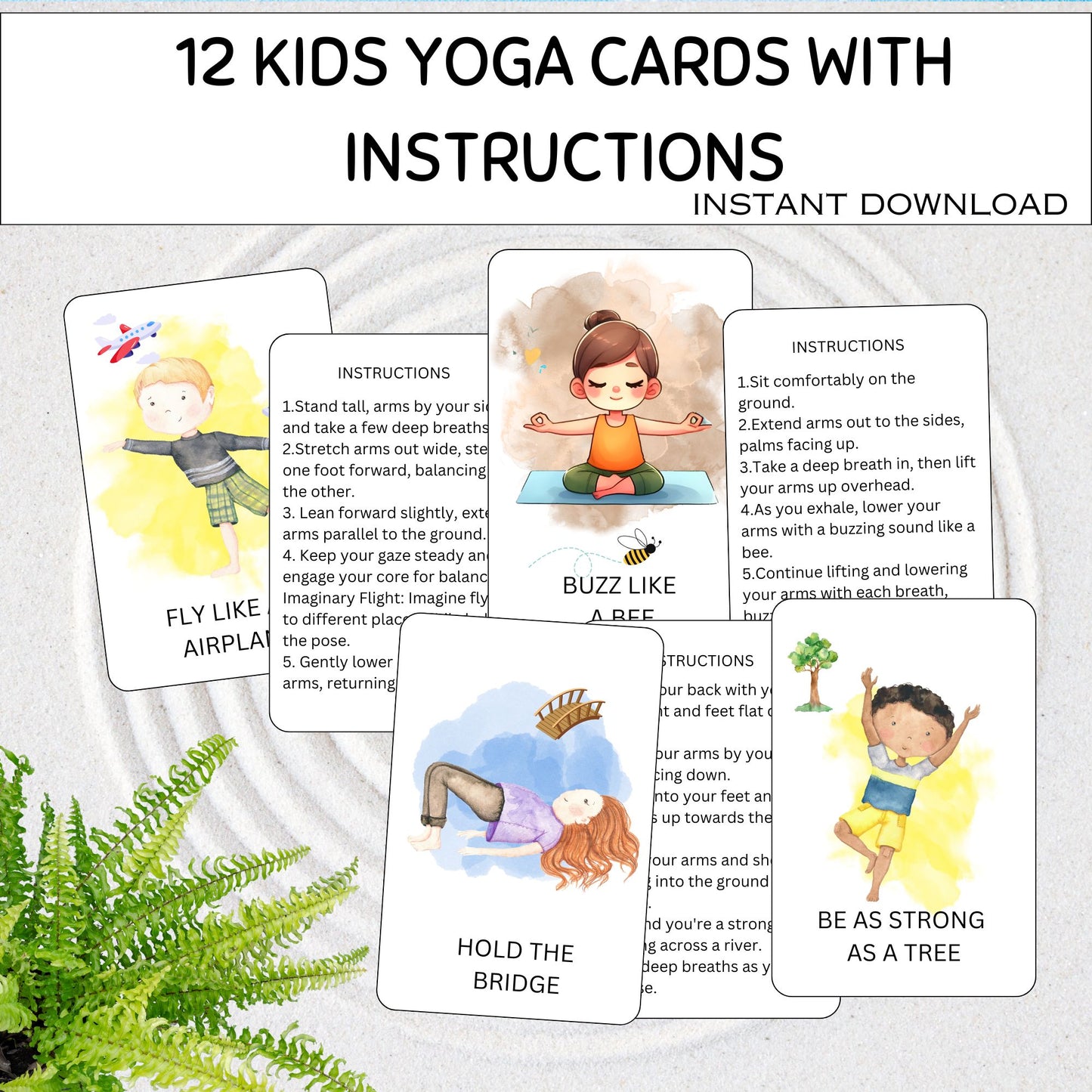 Kids Yoga Poses Yoga Flashcards Kids Movement Activity Yoga Poses Yoga Practice Yoga Cards Yoga for Kids Exercise Cards Instant Download