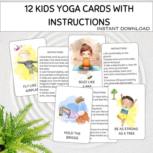 Kids Yoga Poses Yoga Flashcards Kids Movement Activity Yoga Poses Yoga Practice Yoga Cards Yoga for Kids Exercise Cards Instant Download