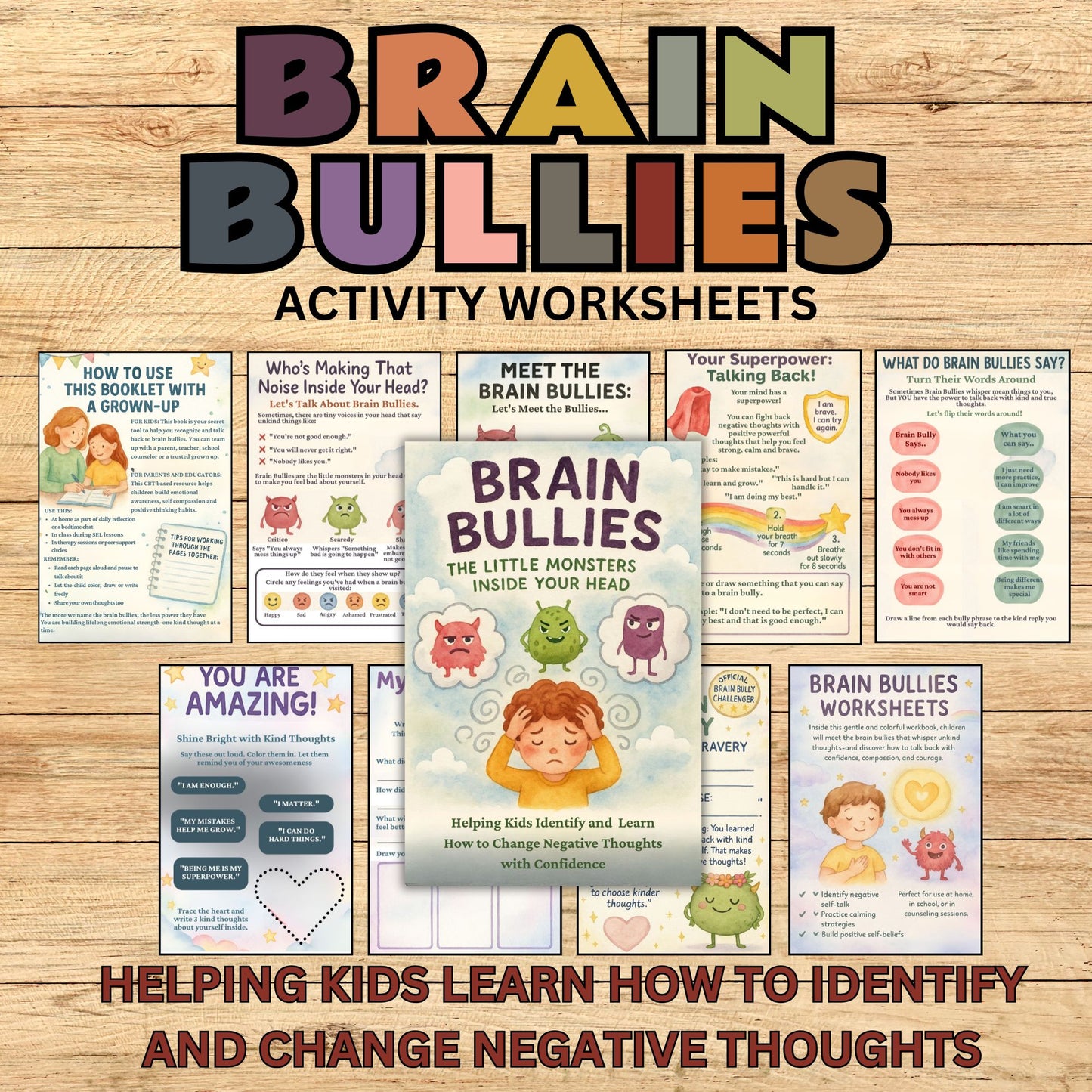CBT Workbook for Kids | Challenge Negative Thoughts, Brain Bullies & ANTs | SEL & Emotional Regulation Activities