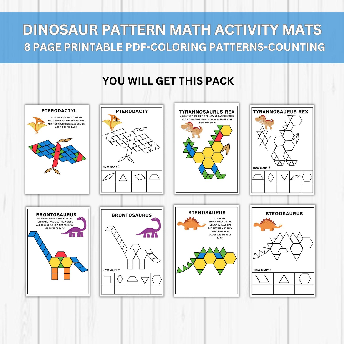 Math Counting and Pattern Coloring Activity Printable Preschool Worksheets Homeschool Kindergarten Preschool Curriculum Math Worksheets