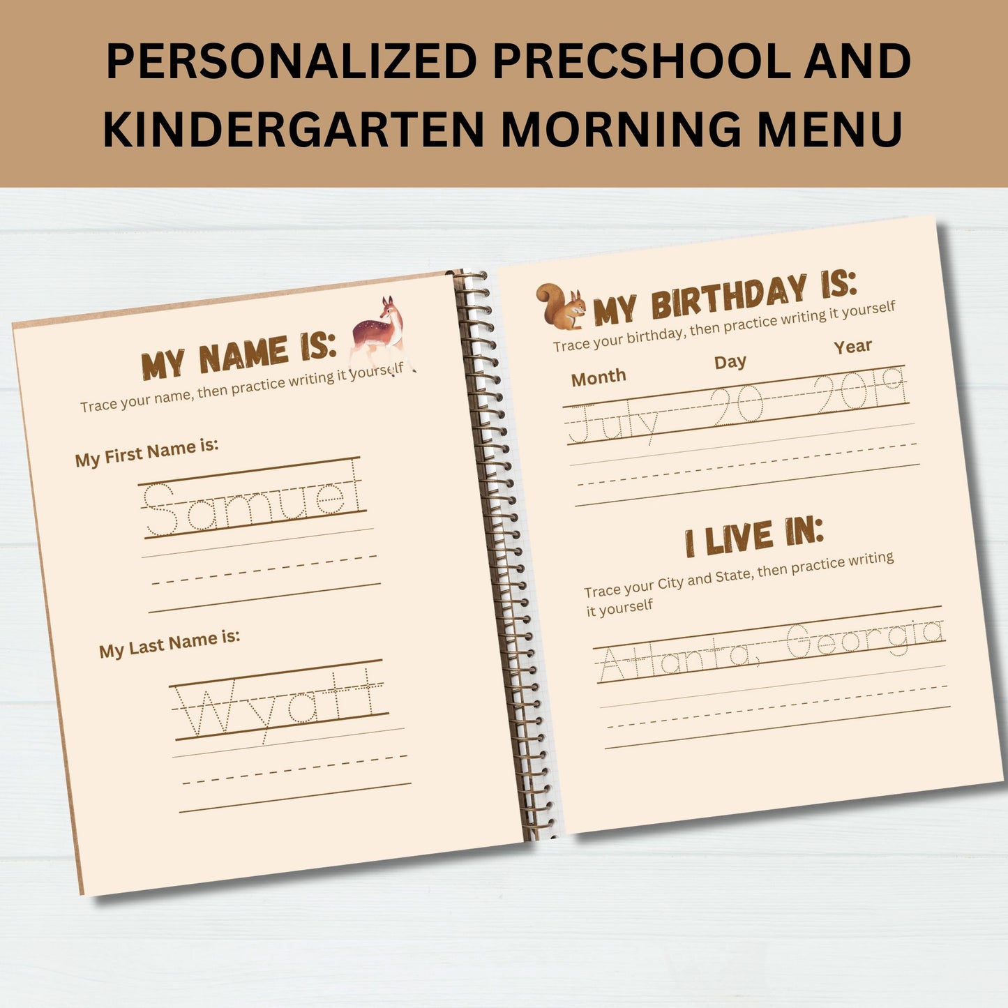 Personalized Preschool Morning Menu Printable Homeschool Preschool Worksheets Homeschool Menu Alphabet Numbers Colors Mindfulness
