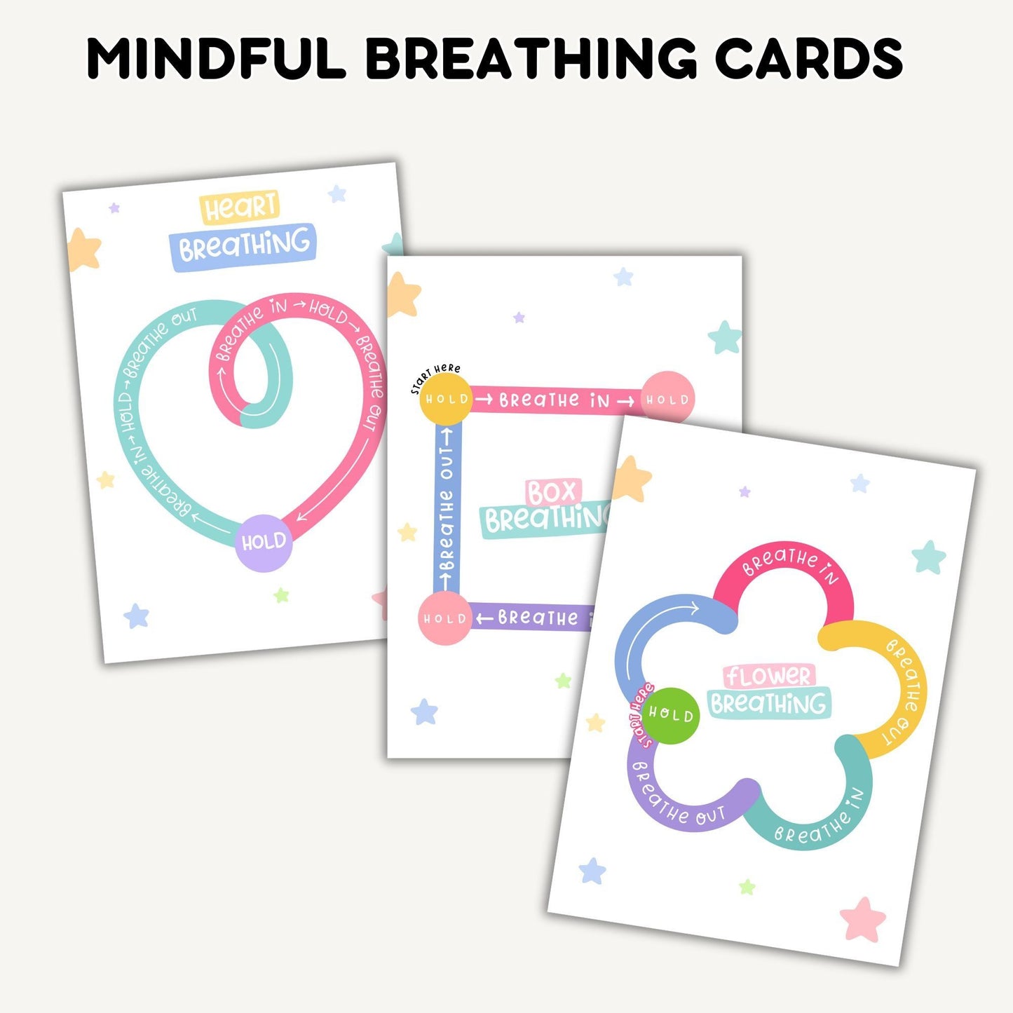On-the-Go Breathing Cards for Kids | Mindfulness & Coping Skills | Anxiety Relief Techniques | Portable CBT Therapy | Digital Download