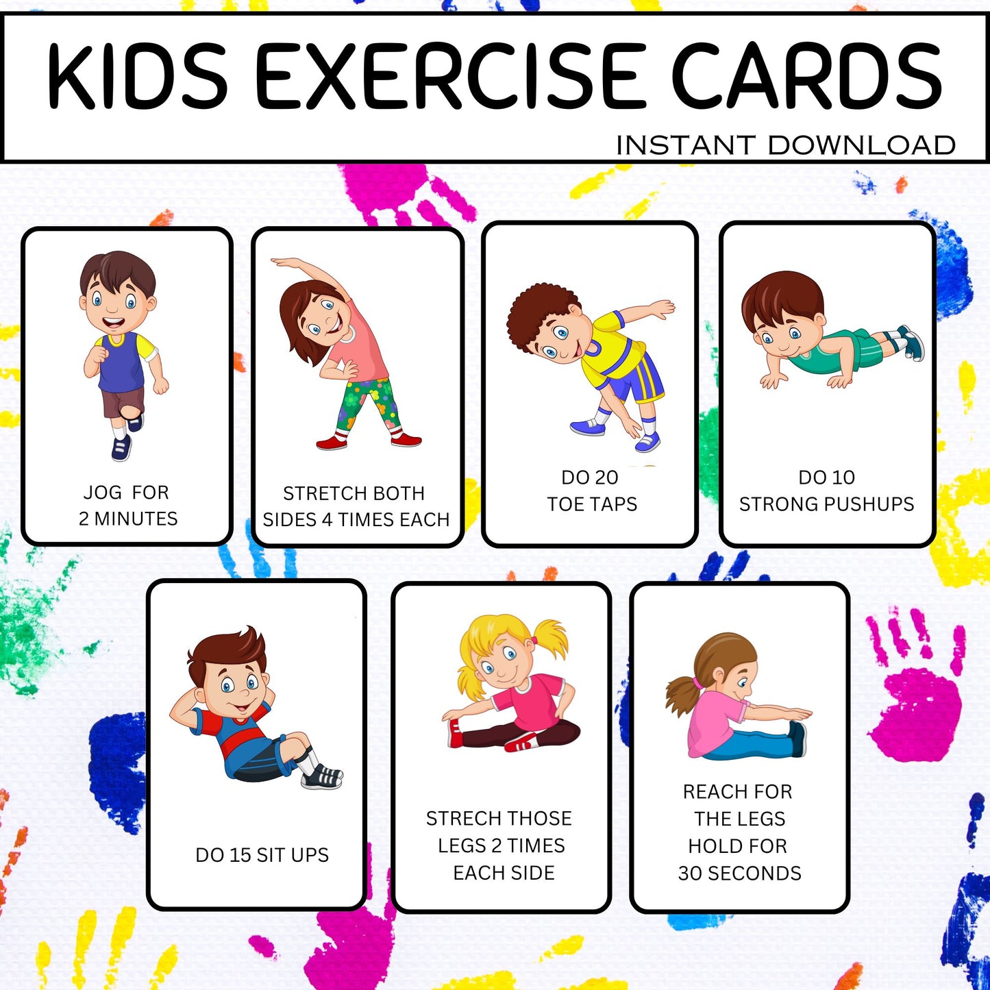 Movement Break Cards for Kids | Printable Exercise Cards | Brain Breaks & Fitness Activities | Homeschool PE
