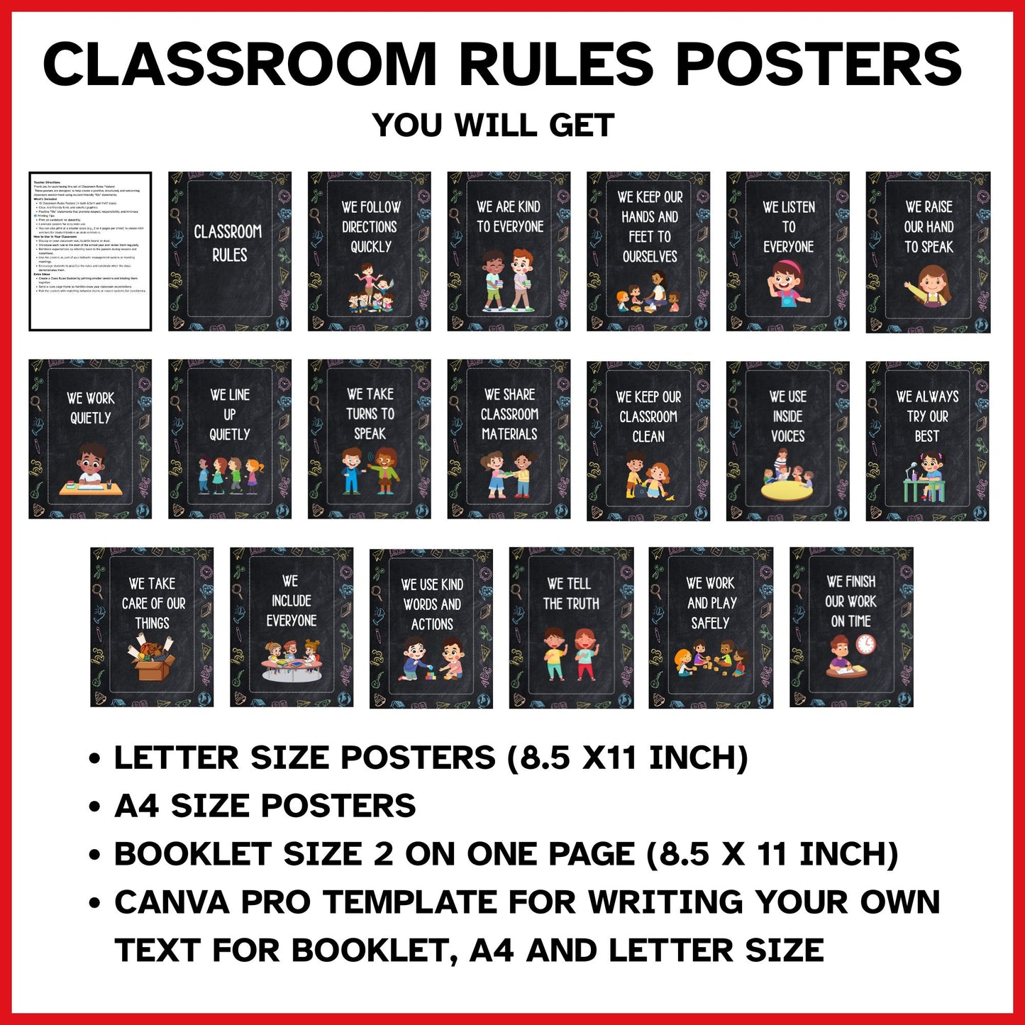 Classroom Rules Posters | 18 We Statements | Positive Behavior Expectations & Classroom Management Decor