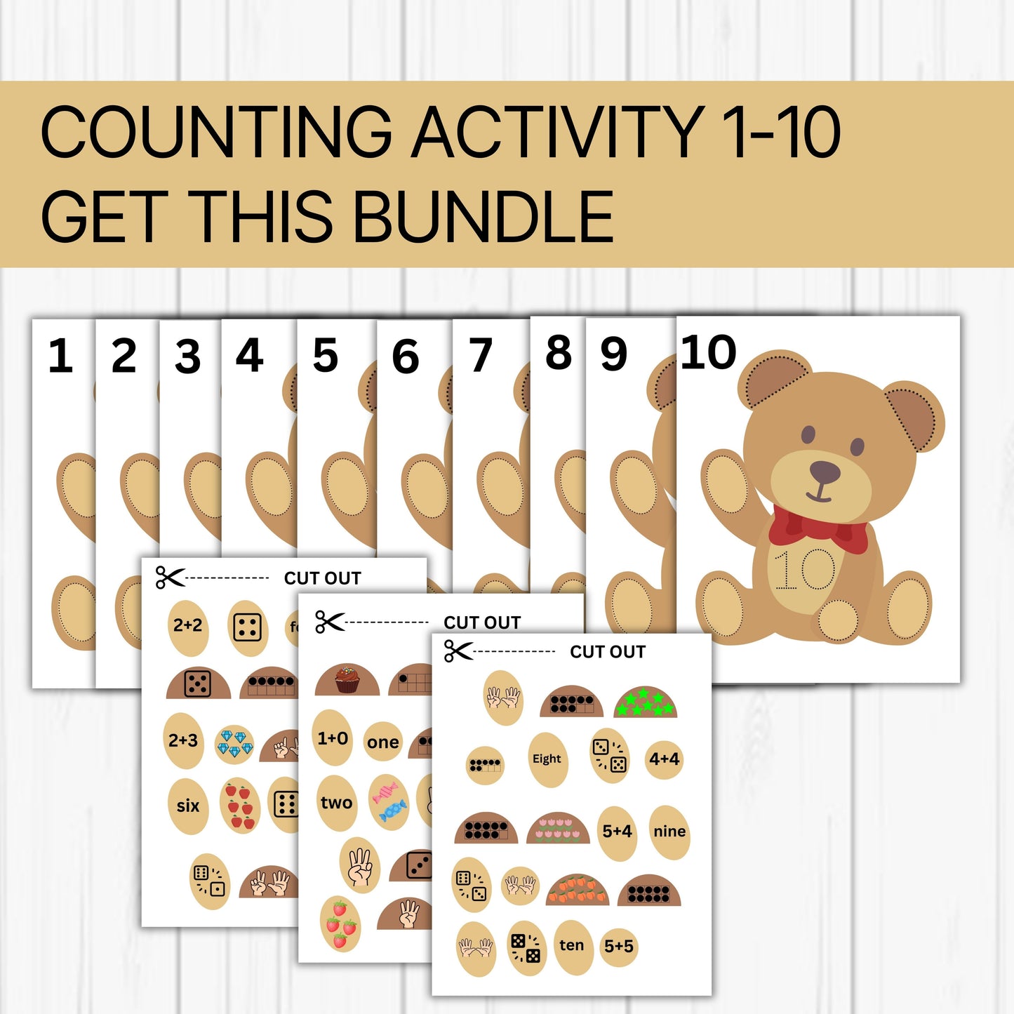 Preschool Counting Worksheets | Printable Math Practice | Homeschool & Montessori Curriculum | Preschool Learning Folder