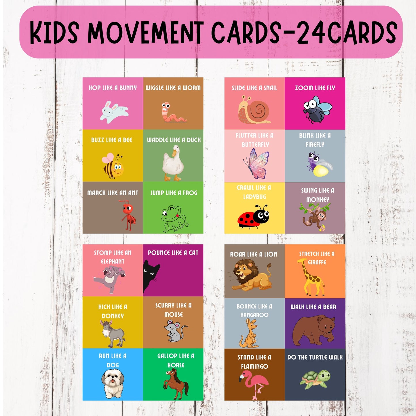 Animal Movement Cards Movement Activity Action Cards Circle Time, Educational Preschool Printable Activity Toddler Preschool Homeschool