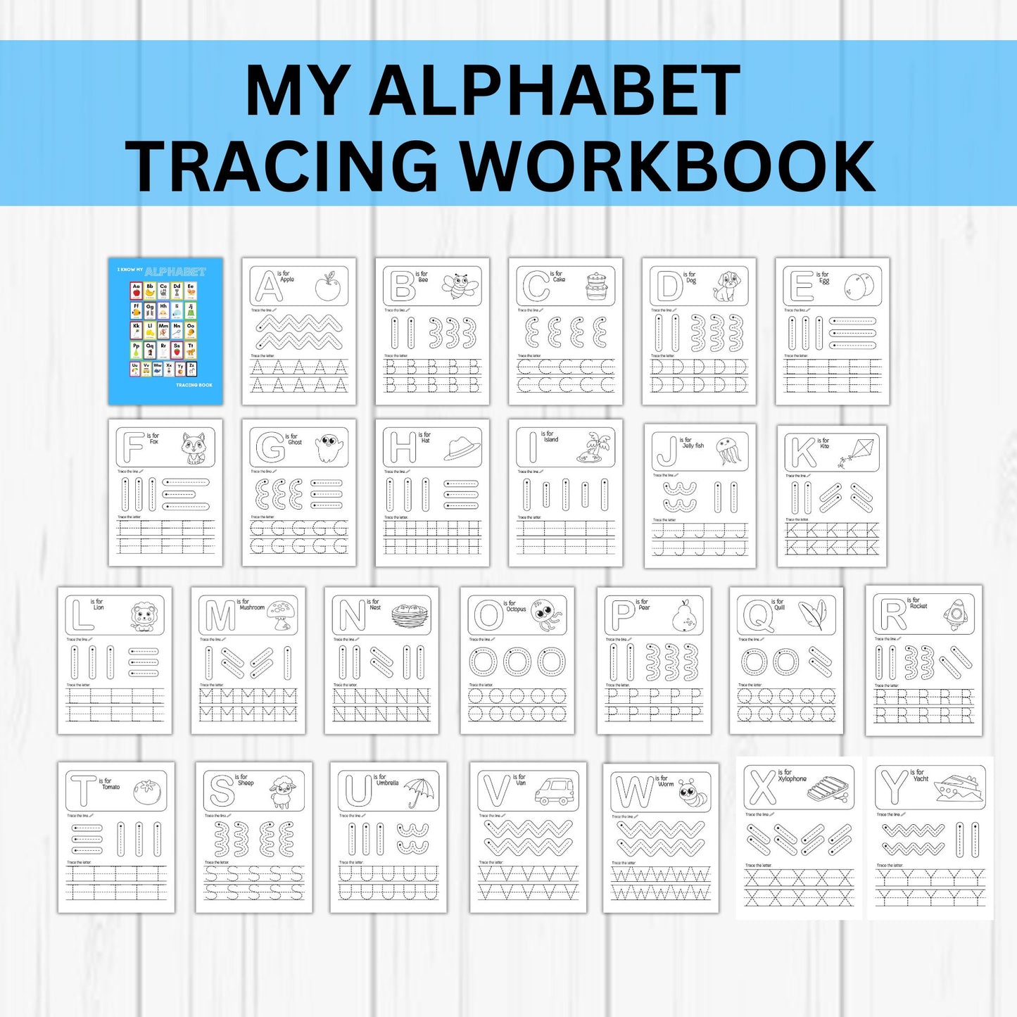 Alphabet Tracing & Coloring Book: Printable Preschool Worksheets & Learning Folder for Early Education