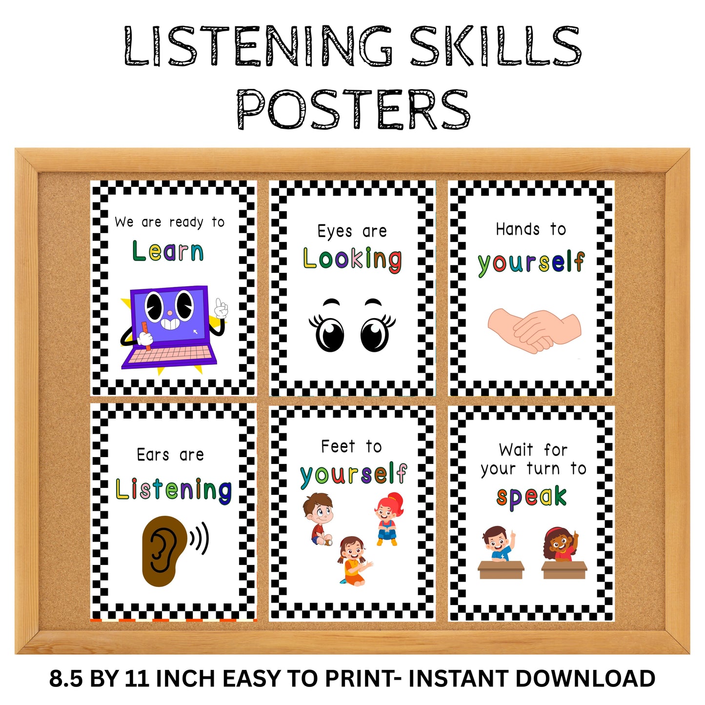 Classroom Listening Posters – Behavior Expectations and Visual Cues (Digital Download)