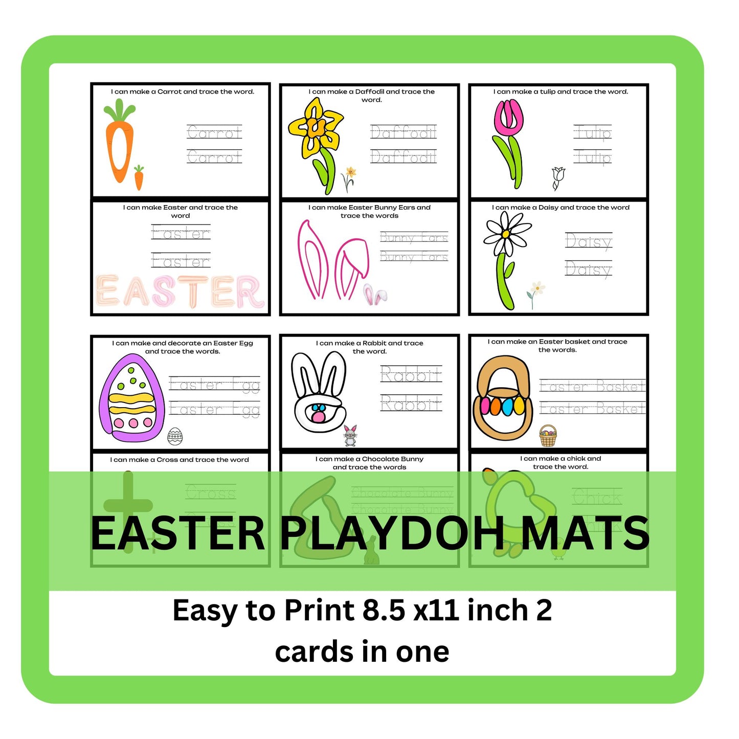 Easter Play Dough Mats – Printable Toddler & Preschool Activities | Play-Doh Fine Motor Cards for Homeschool & Pre-K Learning