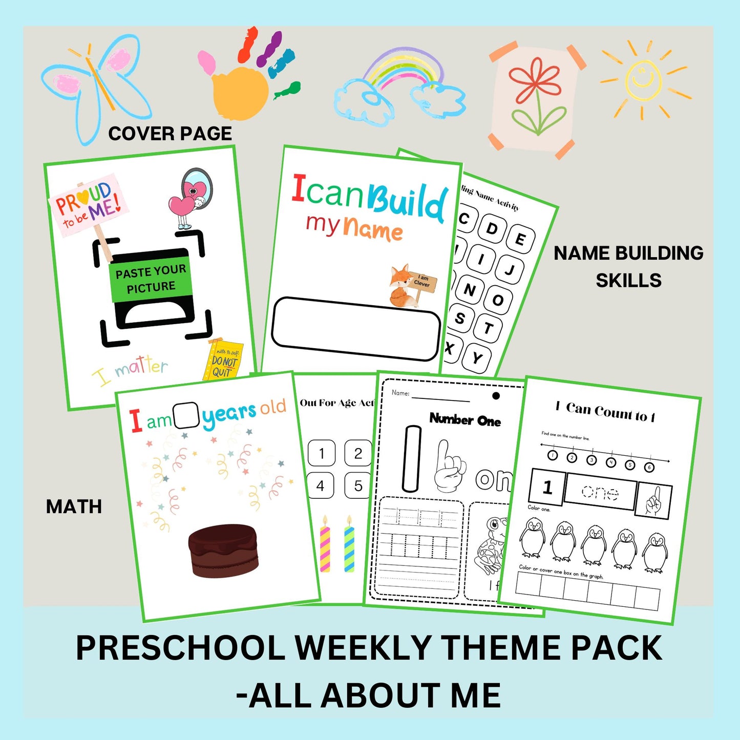 All About Me Preschool Curriculum | Weekly Lesson Plan for Early Learning | Daycare Learning | Homeschool Preschool Worksheets