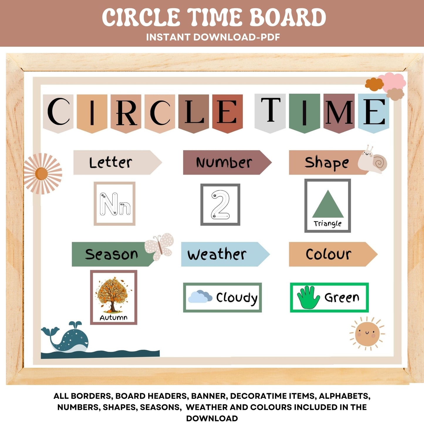 Circle Time Board Daycare Learning Preschool Homeschool Focus Board Circle Time Activities Early Learning | ABC's 123's Shapes