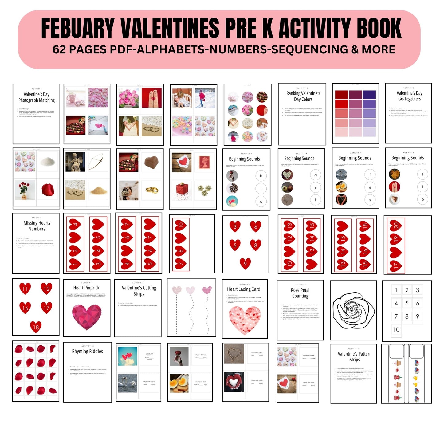 Valentine’s Day Preschool Busy Book | Printable Preschool Curriculum & Worksheets | Fun Valentine Activities for Kids