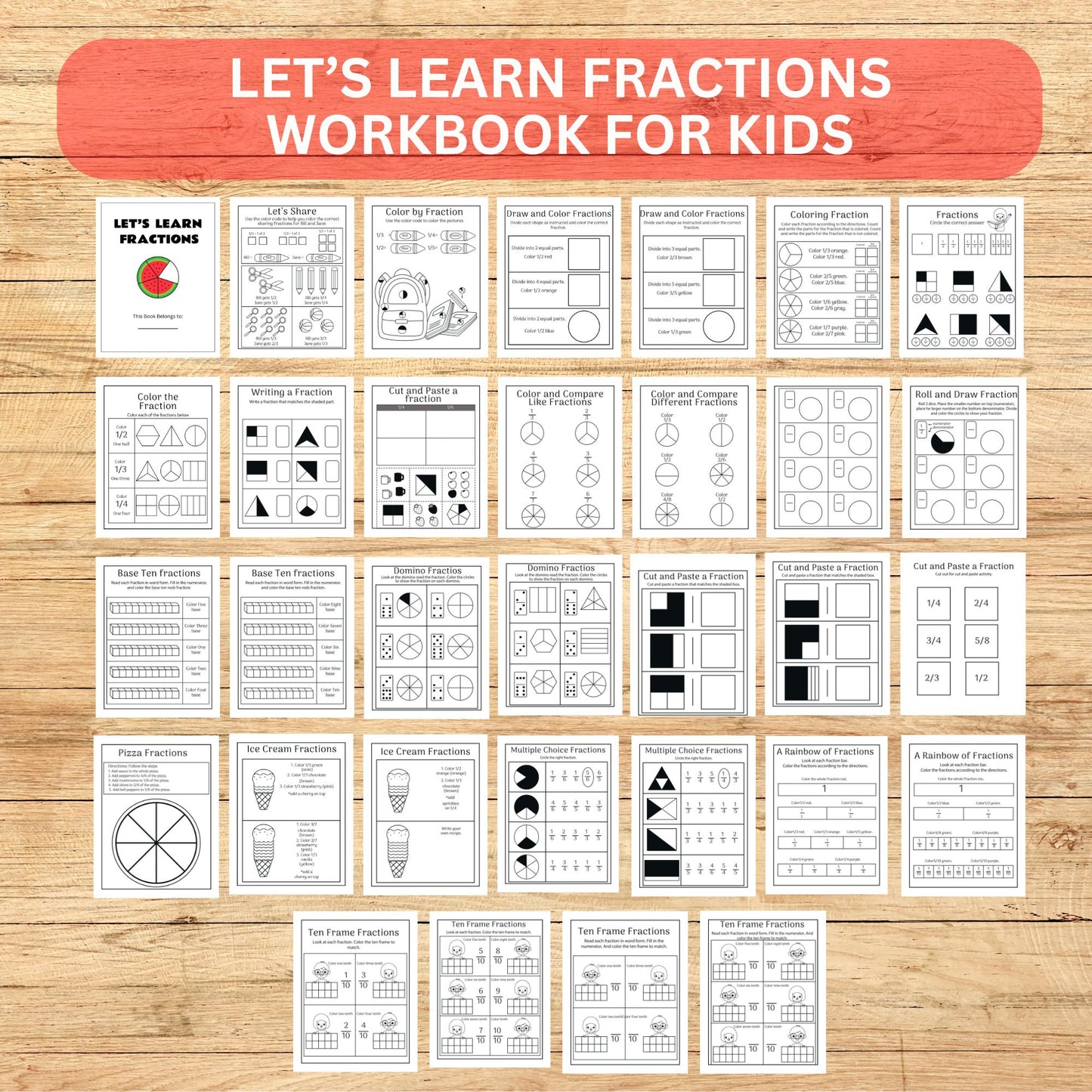 Fractions Worksheets for Beginners – 1st to 3rd Grade Math Activities – Printable PDF