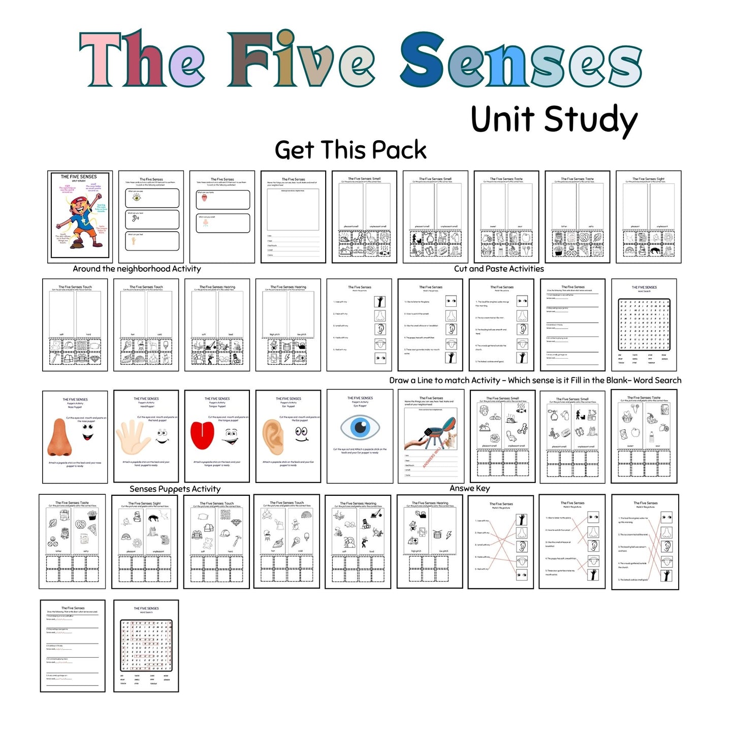Five Senses Science Unit Study for Preschool – Interactive Homeschool Unit Study Binder and Learning Resources for Kids