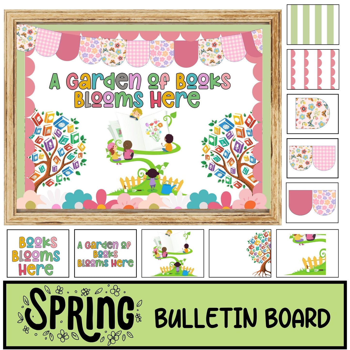 Spring Reading Bulletin Board | Books-Themed Classroom Decor | Spring Door Display & School Library Decor