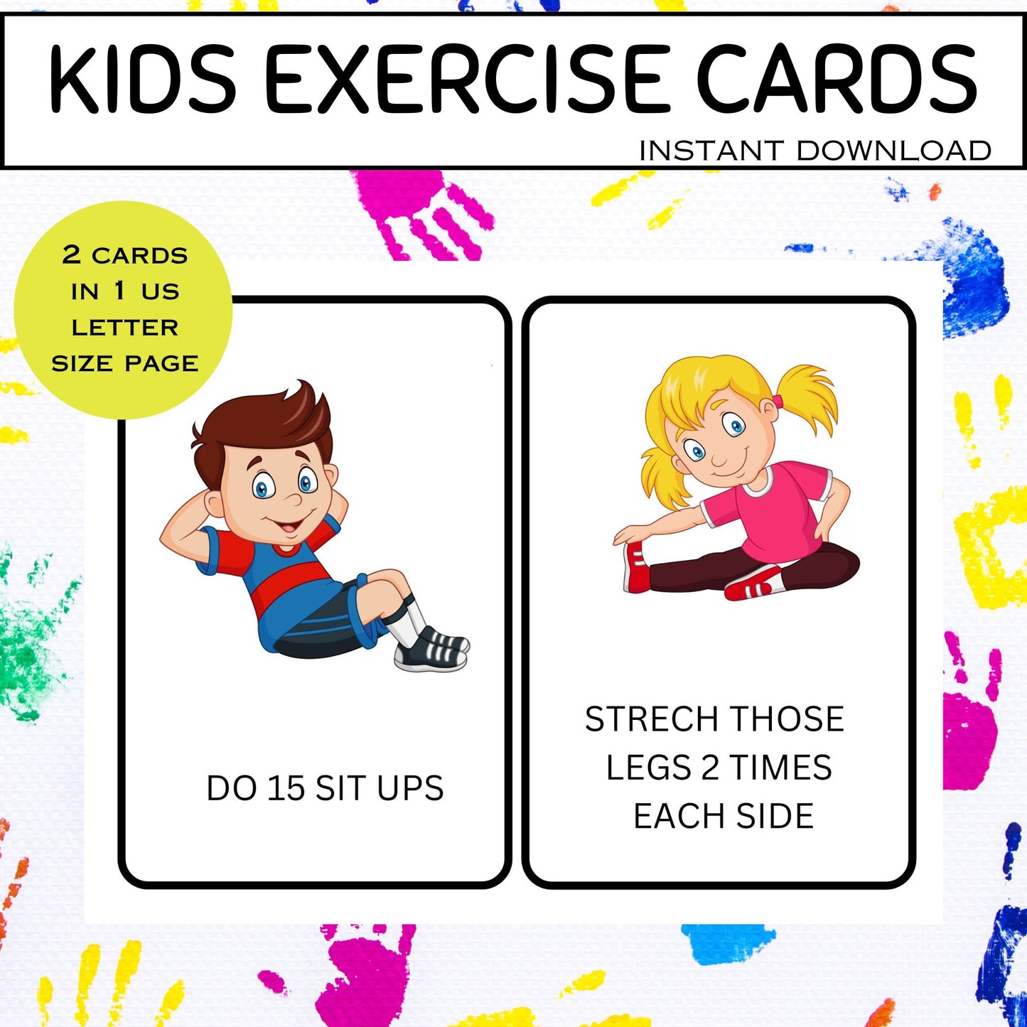Movement Break Cards for Kids | Printable Exercise Cards | Brain Breaks & Fitness Activities | Homeschool PE