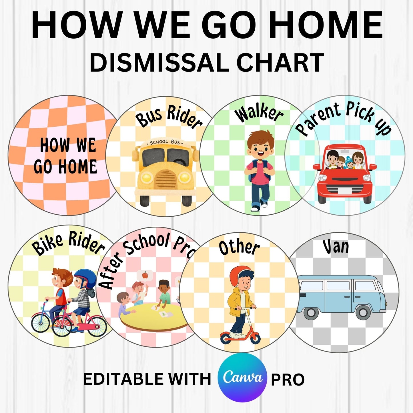 How We Go Home Chart for Kindergarten & Elementary | Editable Dismissal Chart | Retro Pastel Classroom Decor