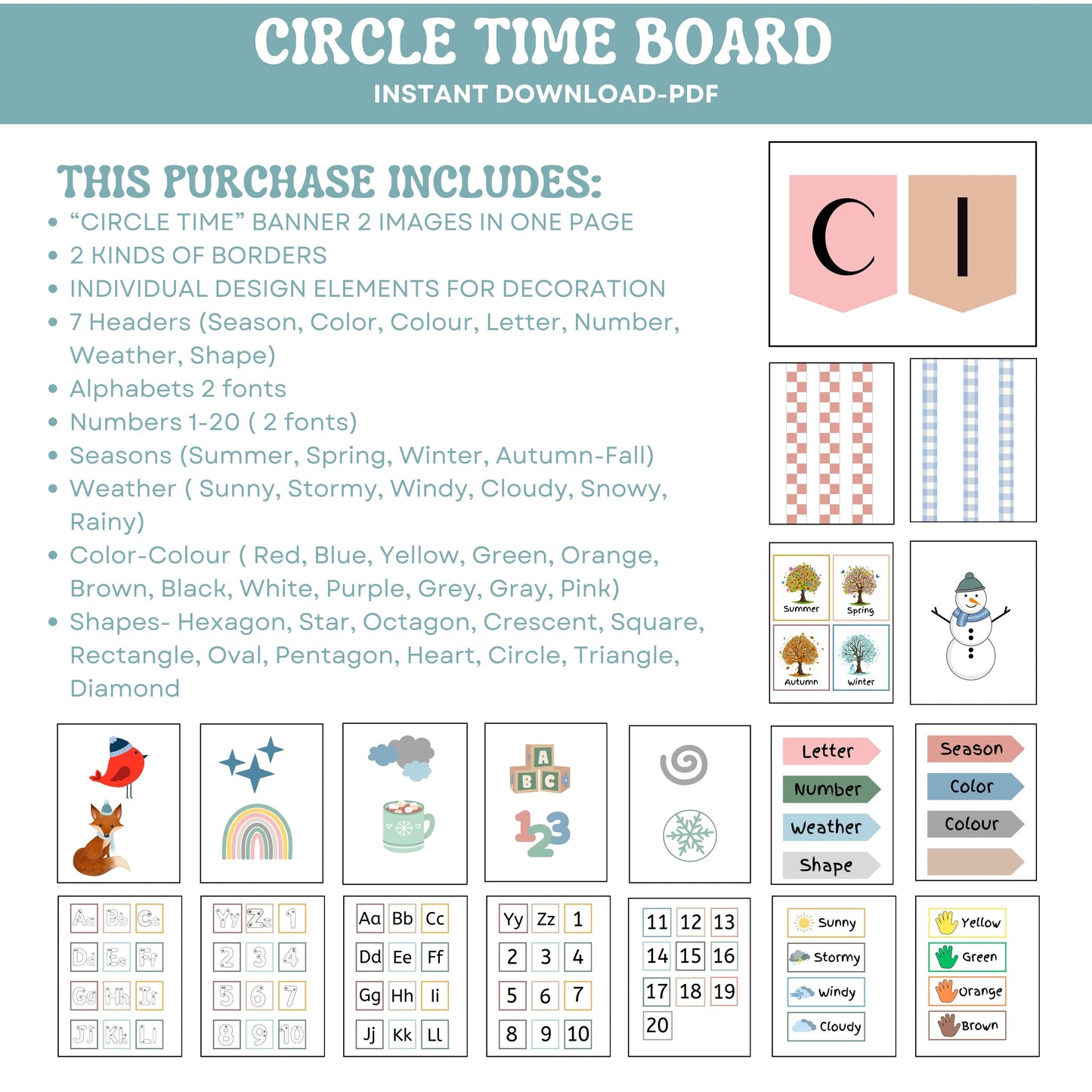 Circle Time Board Daycare Learning Preschool Homeschool Focus Board Circle Time Activities Early Learning | ABC's 123's Shapes