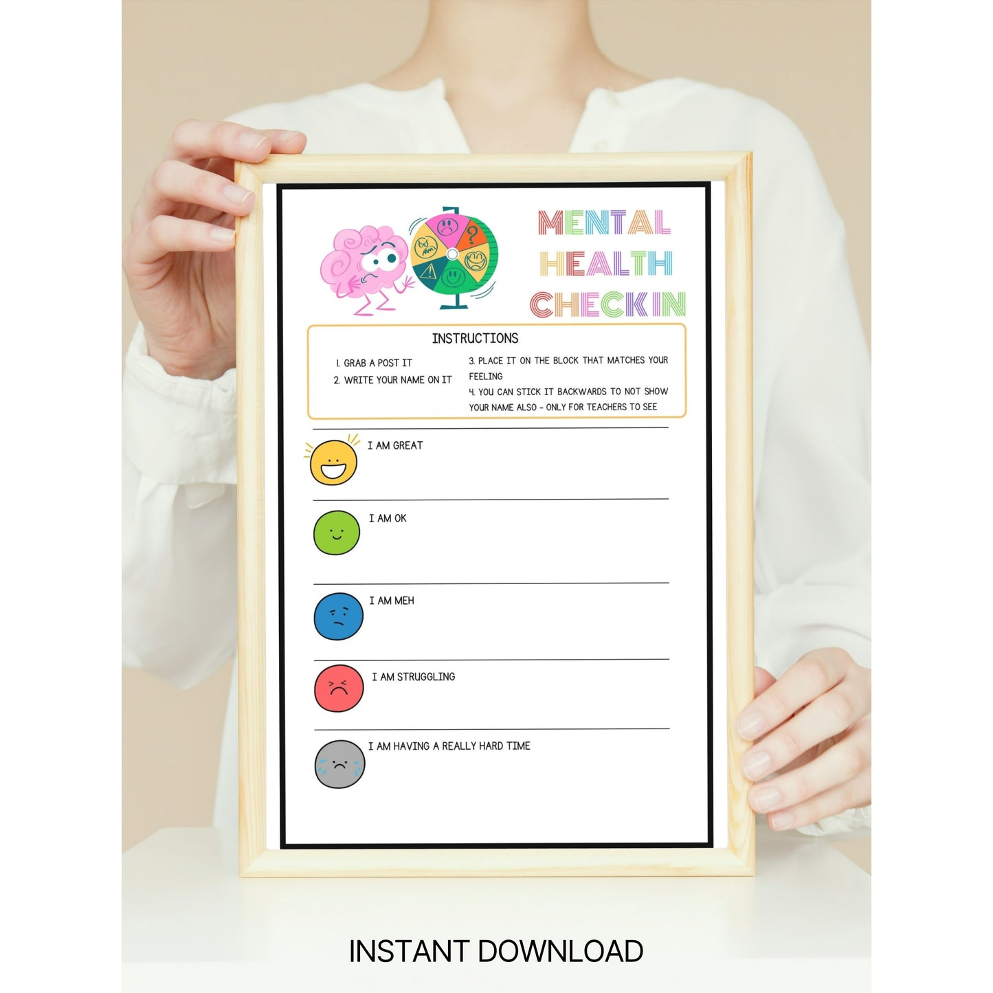Mindful Classroom Bundle | Brain Break Cards, Motivational Posters & SEL Check-In Chart for Kids | Classroom Decor & Wellness Kit