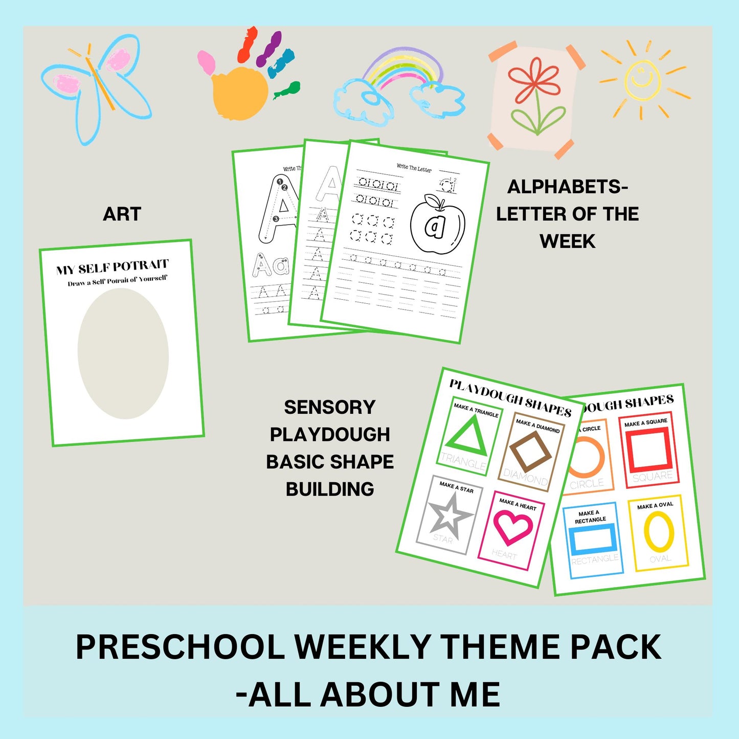 All About Me Preschool Curriculum | Weekly Lesson Plan for Early Learning | Daycare Learning | Homeschool Preschool Worksheets