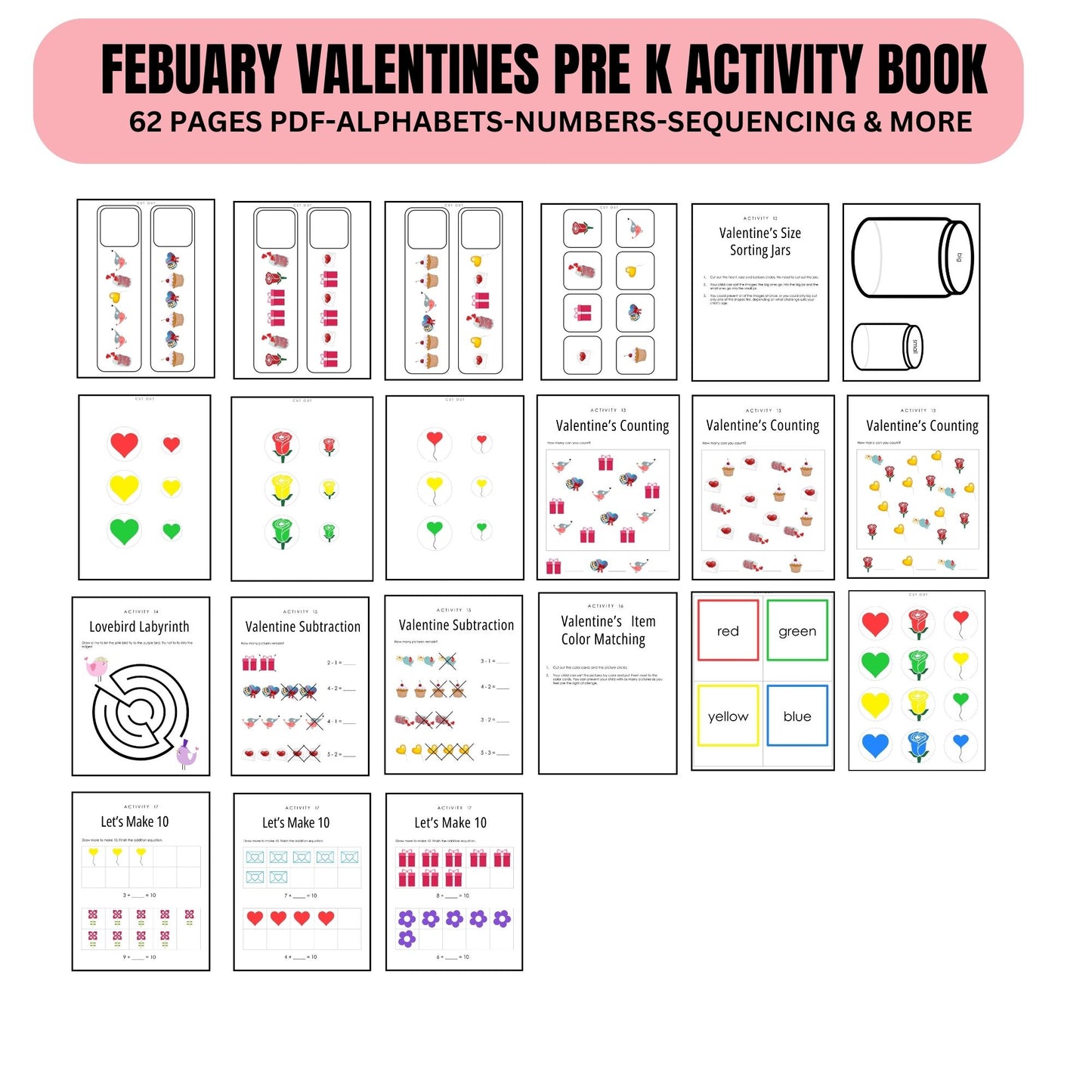 Valentine’s Day Preschool Busy Book | Printable Preschool Curriculum & Worksheets | Fun Valentine Activities for Kids