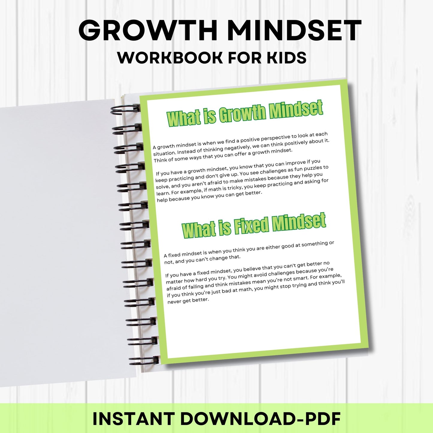 Grow Your Mind Worksheets for Kids – Social Emotional Learning Activities, Therapy Resources, Self-Love & Positive Thinking Challenge