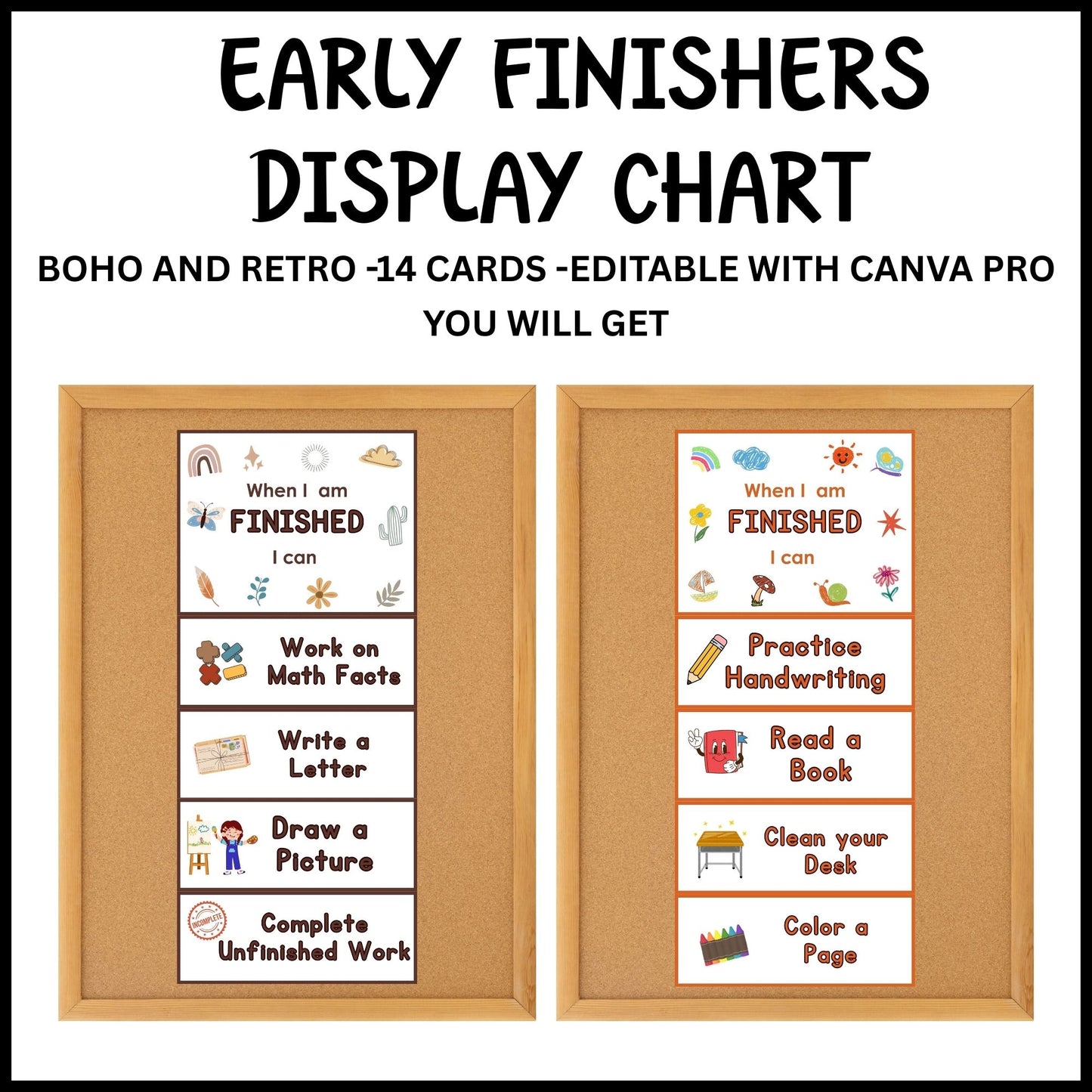I’m Done Posters for Early Finishers | Boho & Retro Classroom Decor | Editable Canva Template